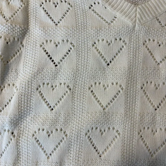 Cupshe Cream Heart Pattern Sweater - Picture 2 of 3